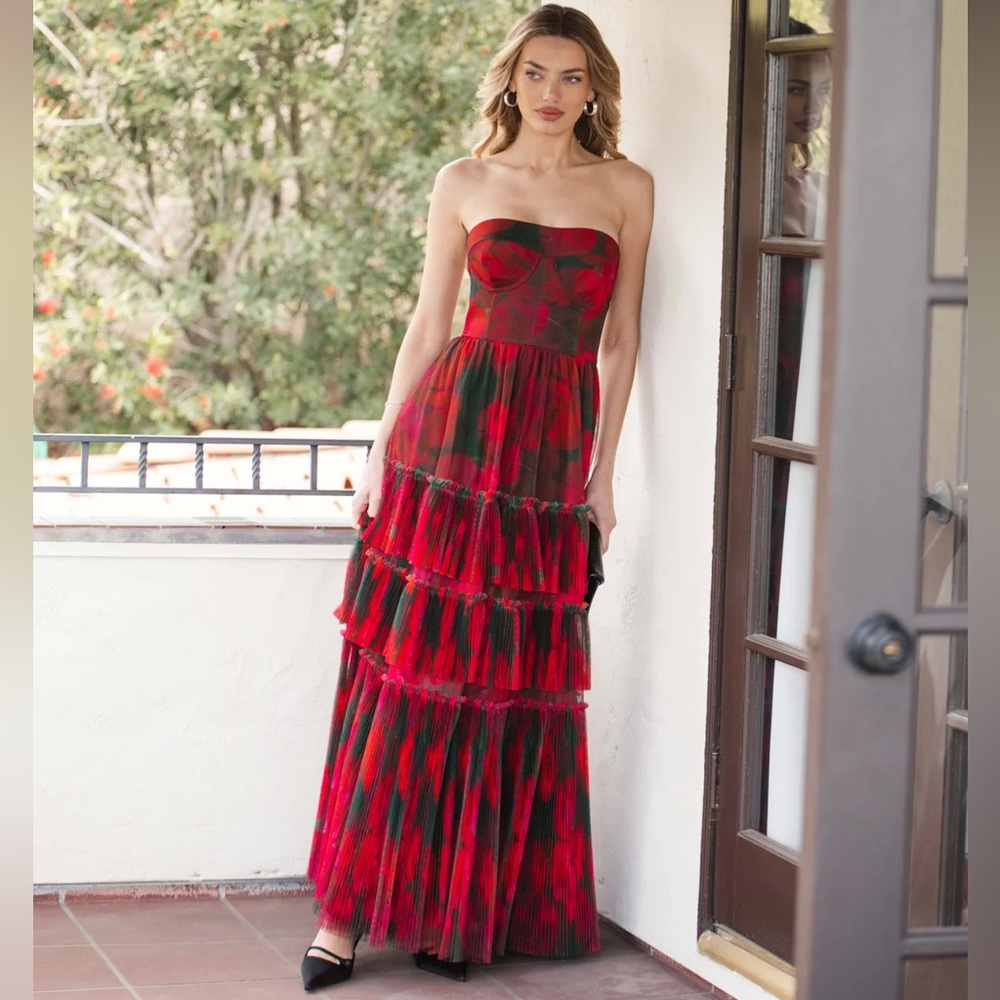 Hutch Isabella Strapless Tiered Tulle Maxi Dress - Picture 6 of 10